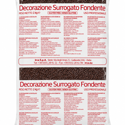 Pacote de 1 kg de decoração de chocolate escuro granulada com etiquetas em várias línguas