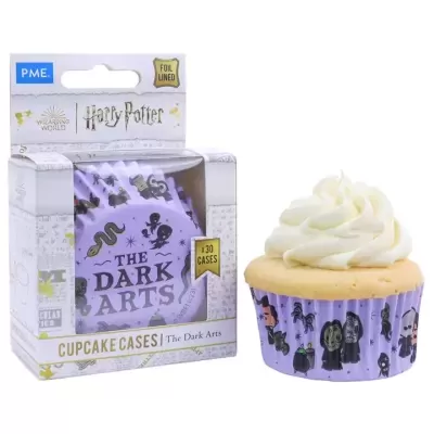 Forminhas para cupcake tema Harry Potter Artes das Trevas e cupcake decorado