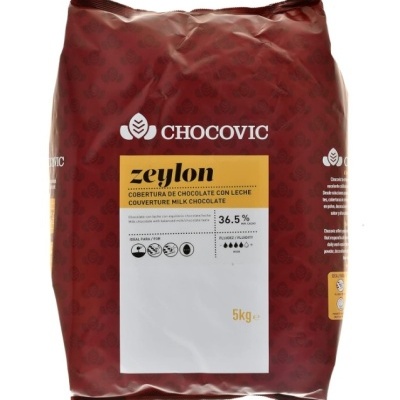 Saco vermelho de 5kg de cobertura de chocolate ao leite CHOCOVIC zeylon