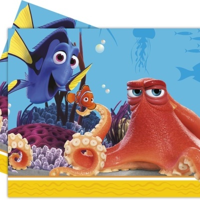 Toalha de festa infantil com personagens de fundo do mar coloridos