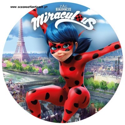 Ladybug da série Miraculous com fundo de Paris e Torre Eiffel