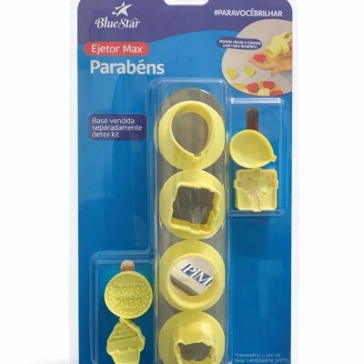 Conjunto de moldes para doces azul e roxo da Blue Star com peças amarelas de plástico
