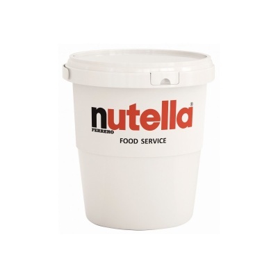 Balde branco de plástico com tampa e logótipo Nutella e texto Ferrero Food Service
