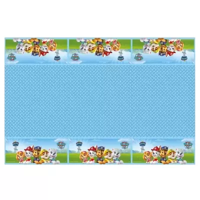 Toalha de mesa azul com bordas de personagens PAW Patrol