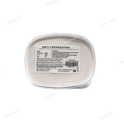 Embalagem branca oval de plástico com tampa transparente e rótulo ARTI CREMIEXTRA