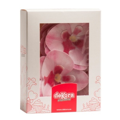 Caixa branca com flores decorativas rosa e vermelho de confeitaria