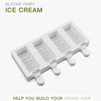 Forma silicone branca para gelados em forma de coração com texto