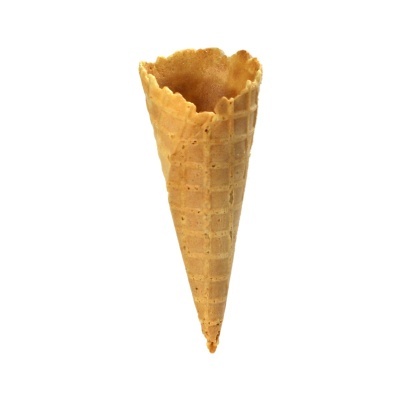 Cone de gelado de bolacha sabor baunilha com padrão de grelha