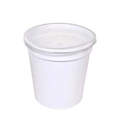 Recipiente plástico branco com tampa transparente