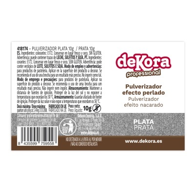 Etiqueta do pulverizador Dekora professional com texto informativo