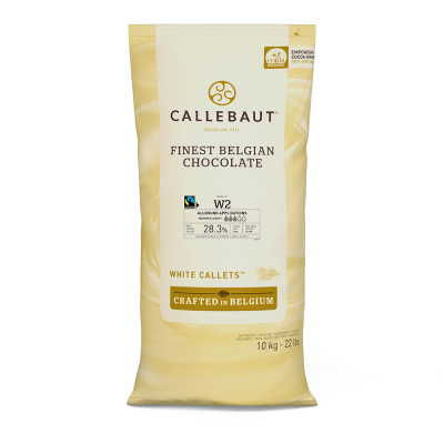 Saco amarelo de 10 kg de chocolate branco Callebaut