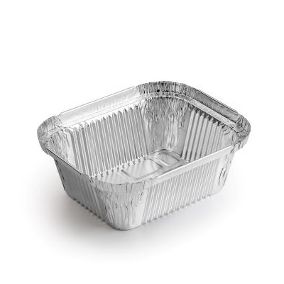 Tabuleiro retangular descartável em alumínio prateado