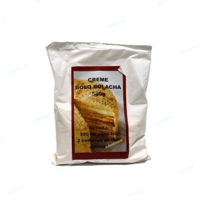 Pacote branco com etiqueta de creme para bolo bolacha