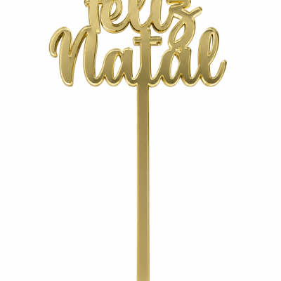 Espeto dourado Feliz Natal para decoração