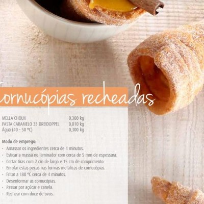 Cornucópias doces açucaradas e receita em português