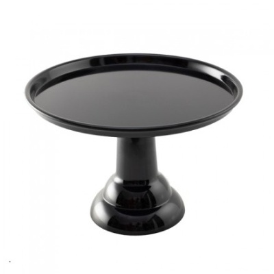 Suporte para bolo preto em cerâmica com base larga