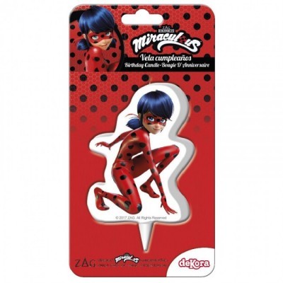 Vela de aniversário Ladybug Miraculous com embalagem vermelha e preta