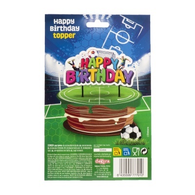 Embalagem de topper para bolo Happy Birthday tema futebol