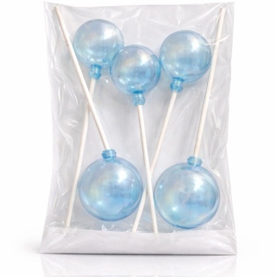 Pacote com balões azuis metálicos redondos em hastes brancas
