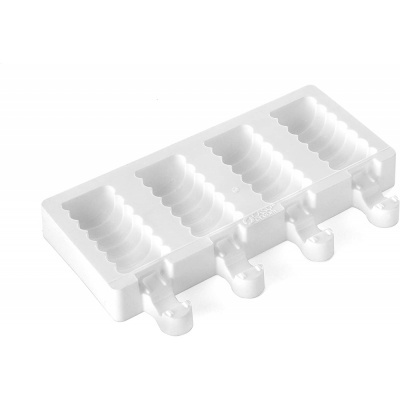 Forma de silicone branca com quatro cavidades para gelo em forma de gelados