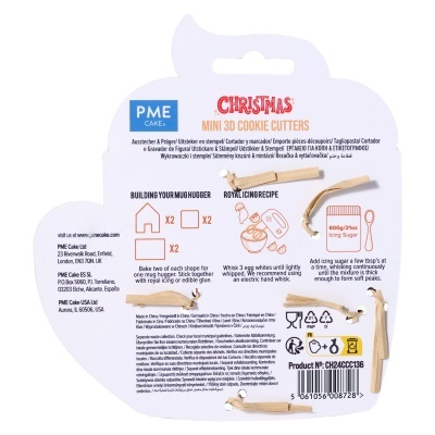 Embalagem de cortadores de biscoitos PME Christmas com instruções e receita