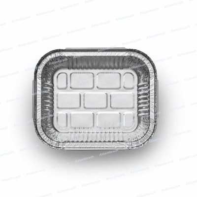Tabuleiro retangular de alumínio com vários compartimentos