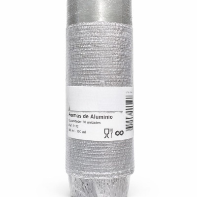 Rolo de formas de alumínio prateadas embaladas com etiqueta