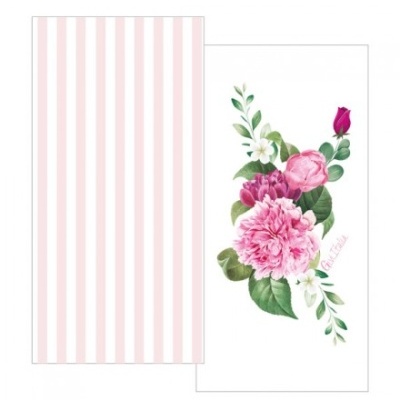 Papéis de carta com riscas rosa e flores coloridas
