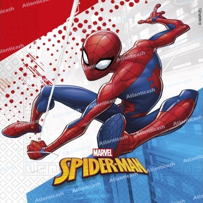 Papel de parede com imagem do Spider-Man azul e vermelho em pose dinâmica e logo Marvel Spider-Man