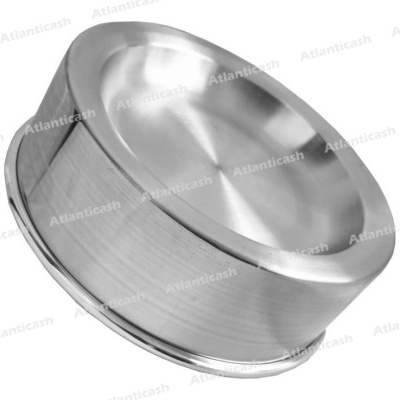 Comedouro redondo de aço inoxidável prateado