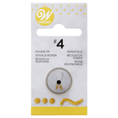 Bico de confeitar Wilton #4 redondo em embalagem branca e amarela