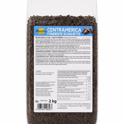 Saco plástico com escamas de chocolate preto Centramerica Fondente Scagliette