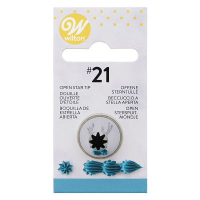 Embalagem de bico de pasteleiro Wilton #21 estrela aberta com decoração azul