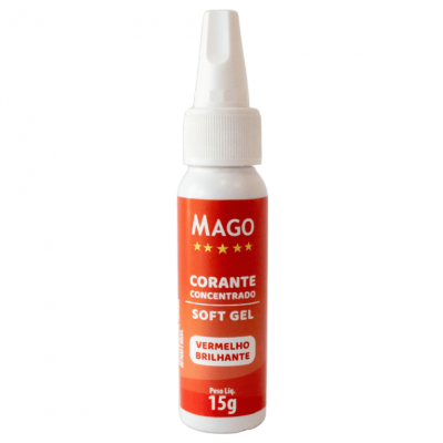 Frasco vermelho com tampa branca de corante concentrado soft gel 15g