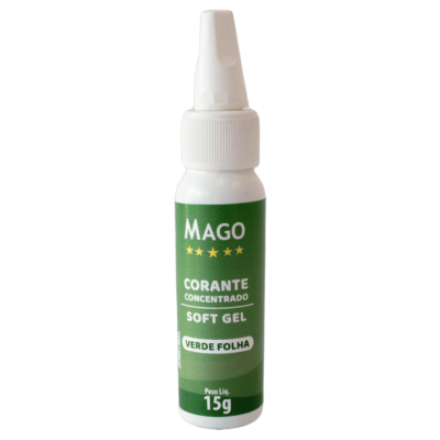 Frasco branco com rótulo verde de corante concentrado MAGO 15g