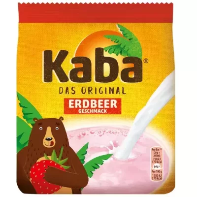 Pacote Kaba das Original Erdbeer com urso e bebida
