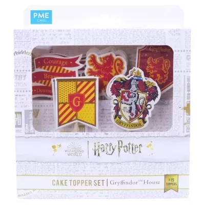 Conjunto de toppers para bolo Gryffindor de Harry Potter em caixa branca