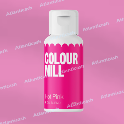 Frasco branco com rótulo rosa e texto branco COLOUR MILL Hot Pink 20ml