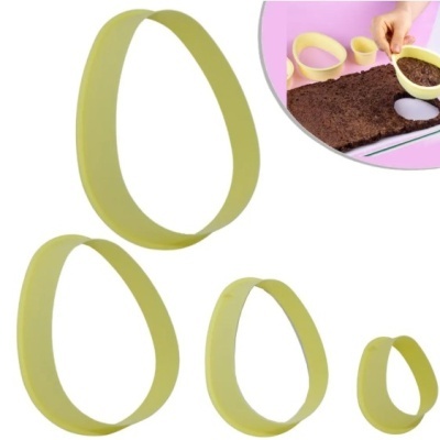 Conjunto de cortadores de massa amarelos em forma de lágrima