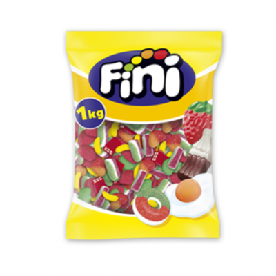 Pacote amarelo de balas de gelatina Fini 1 kg