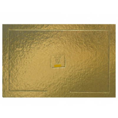 Convite ou cartão dourado com relevo e emblema central