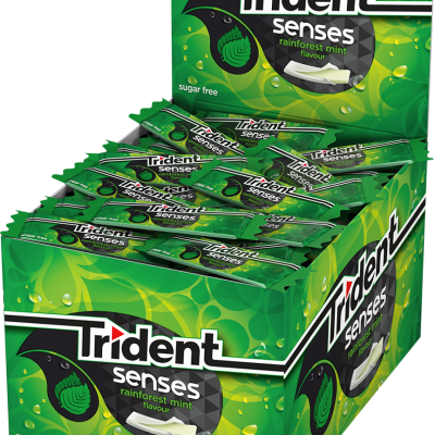 Expositor com pastilhas Trident Senses sabor menta verde