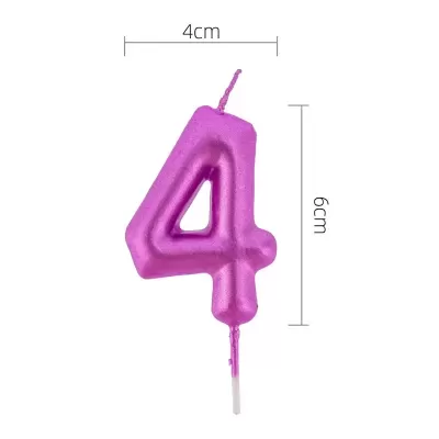 Vela de aniversário número 4 cor rosa metálico