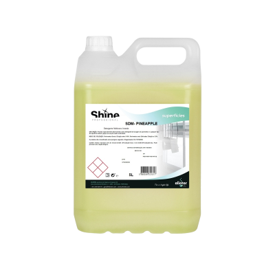 Galão translúcido de desinfetante amarelo Shine Sani-Pineapple 5L