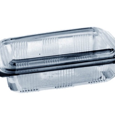 Embalagem plástica transparente retangular com tampa