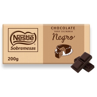 Embalagem de chocolate Nestlé Sobremesas 200g com pedaços de chocolate escuro