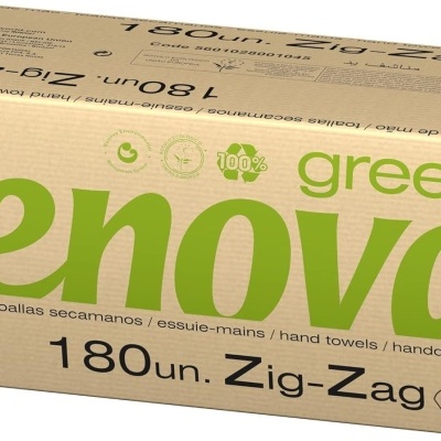 Pacote Renova Green toalhas de mão papel reciclado 180 unidades Zig-Zag