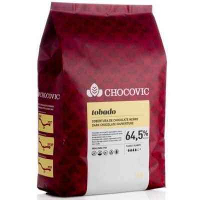 Embalagem de cobertura de chocolate negro 64,5% Chocovic