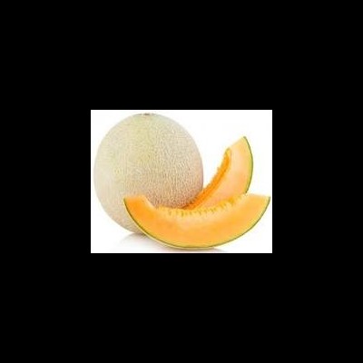 Melão inteiro e fatias de melão alaranjado