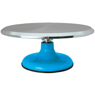 Prato giratório para bolos de cerâmica azul e cinzenta